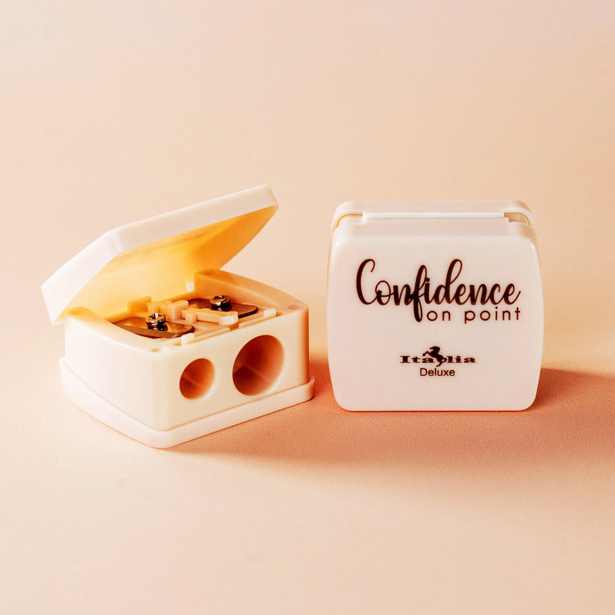 Italia deluxe maquillaje Sacapunta doble beige