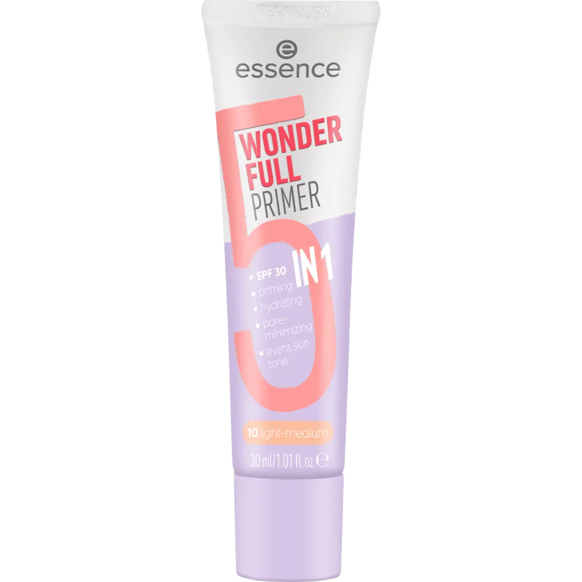 Essence Prebase wonder full 5 en 1 prebase 5 en 1 en beige semitransparente para una base de maquillaje tipo aerógrafo 10-light-medium
