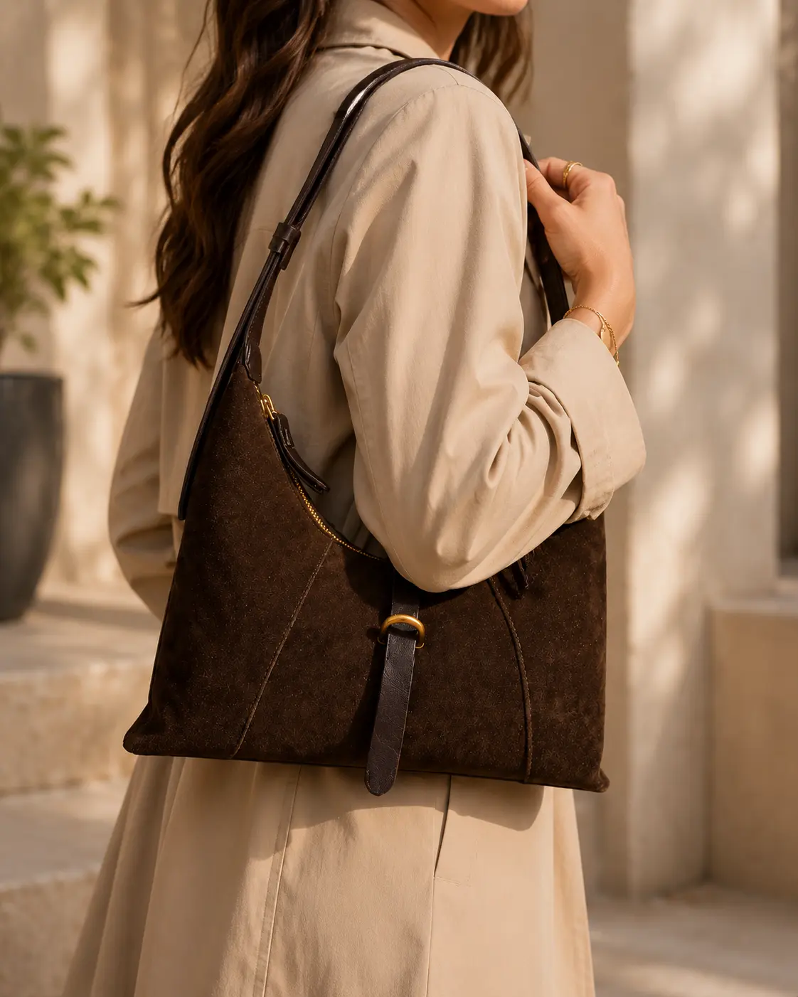 Cartera Gamuza Café