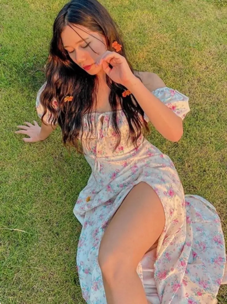 vestido floreado blanco largo talla M