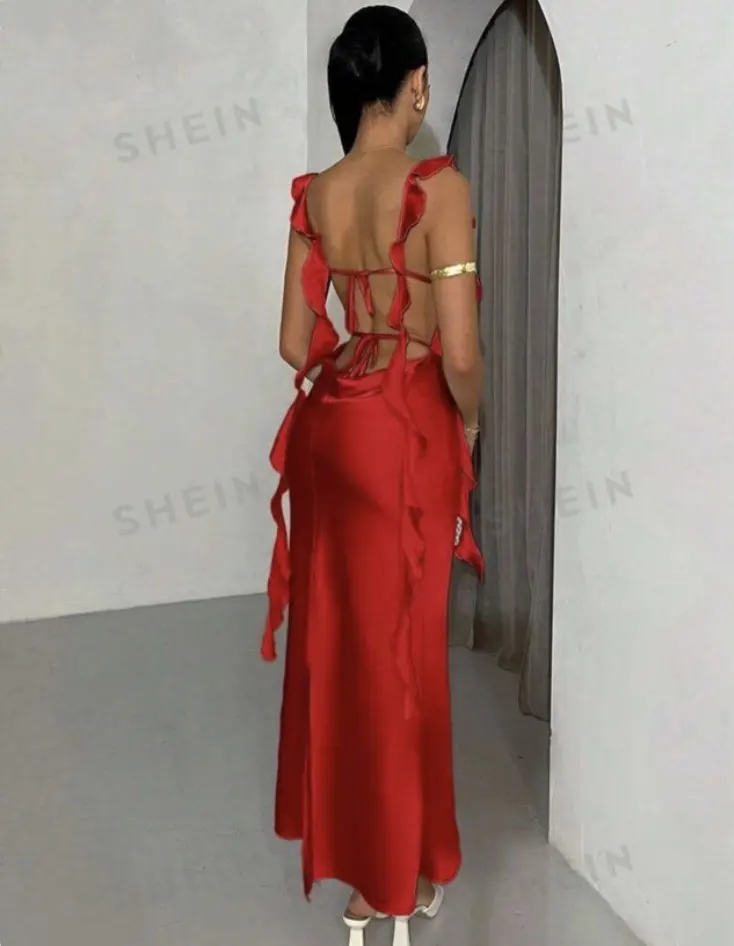 vestido rojo largo talla S