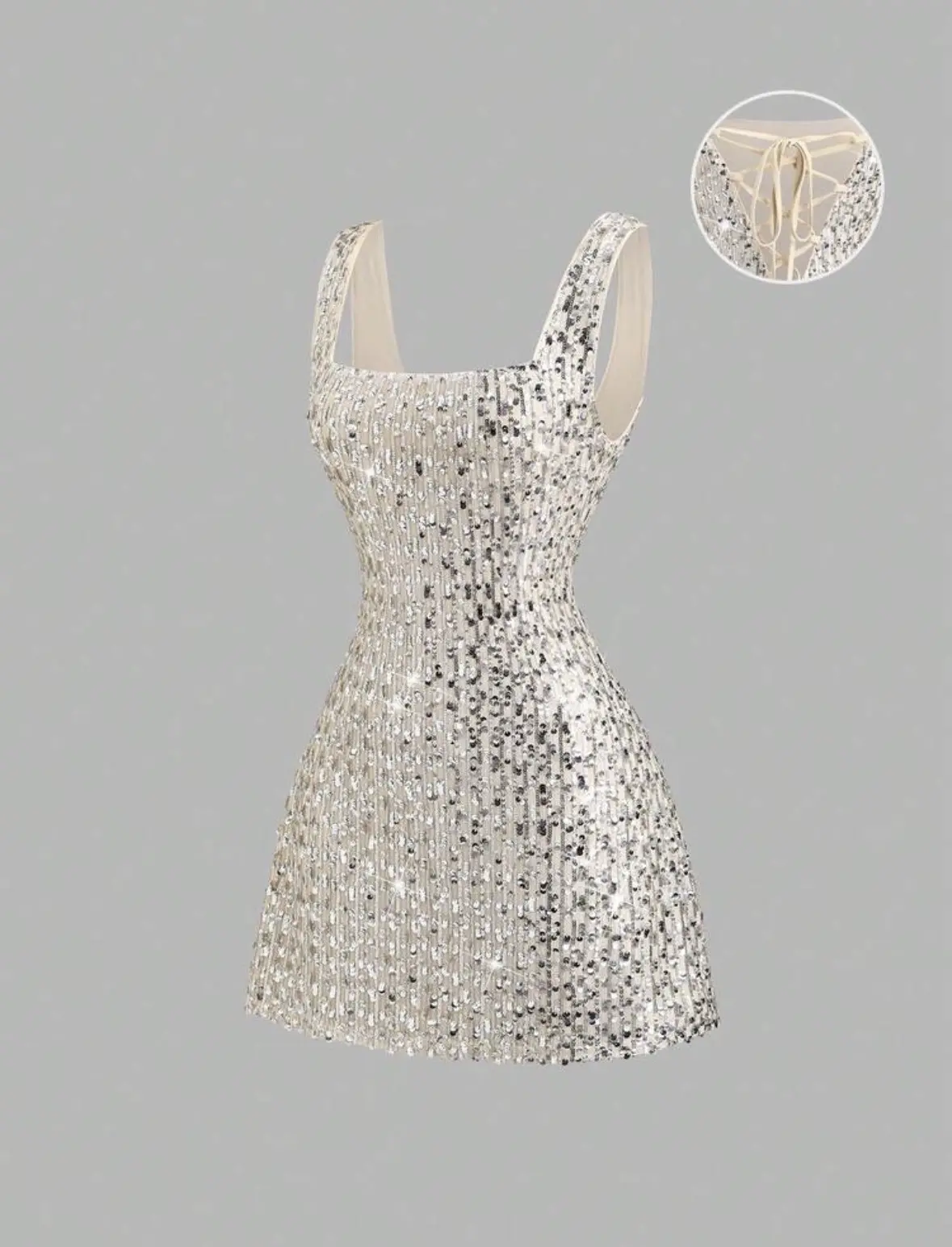 Vestido de lentejuelas en tono albaricoque y plateado Talla S