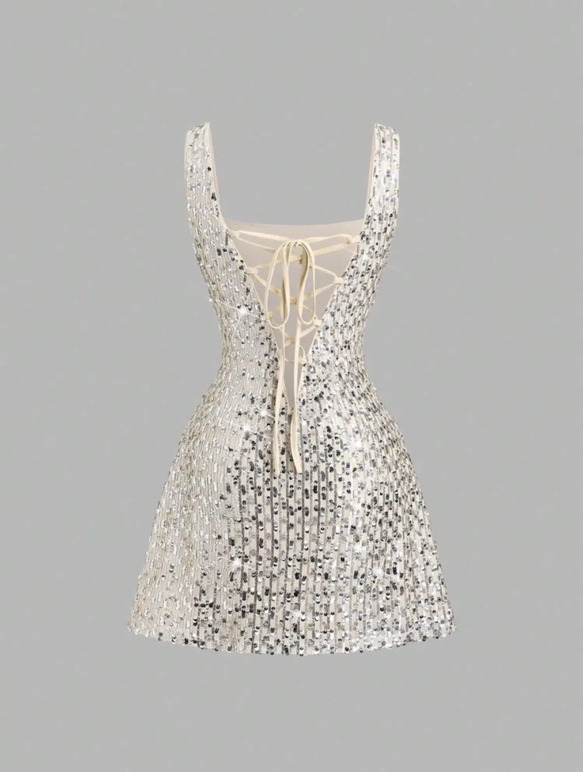 Vestido de lentejuelas en tono albaricoque y plateado Talla S