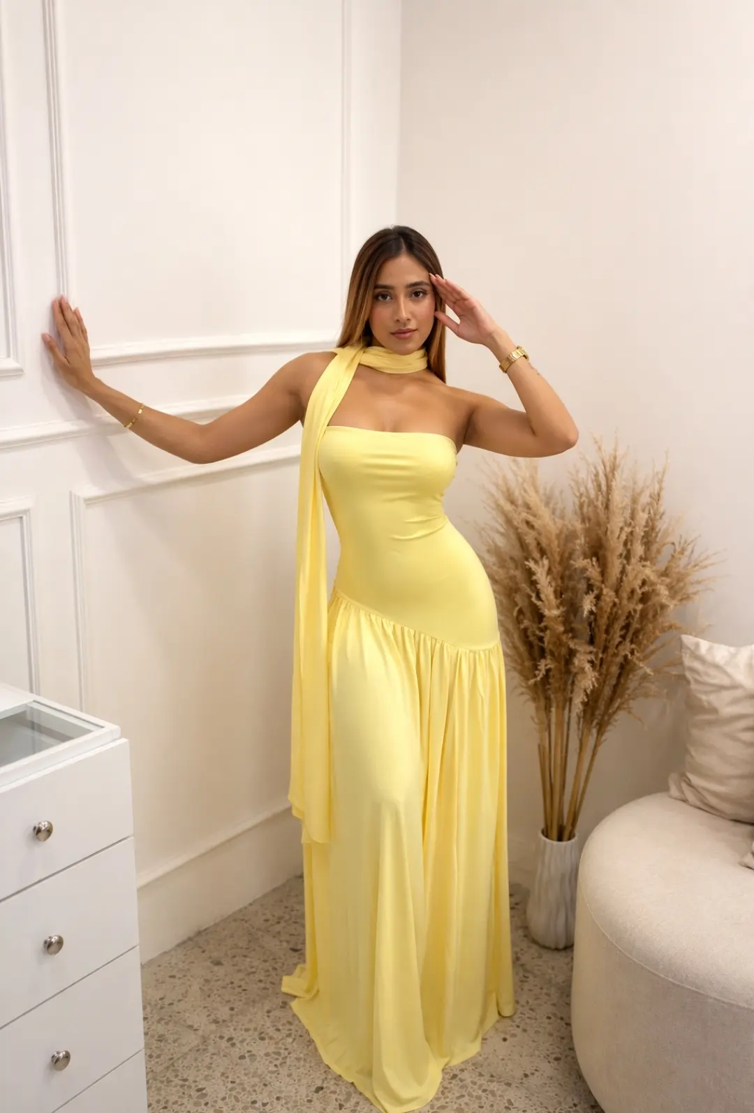 Vestido amarillo largo mas liso S