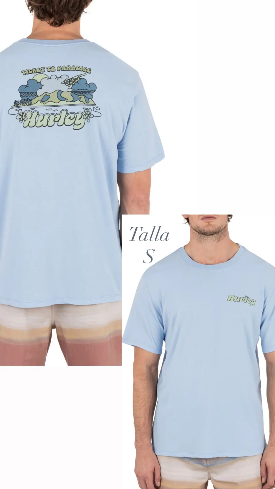 CAMISETA HURLEY CELESTE LOGO LETRA VERDE TALLA S