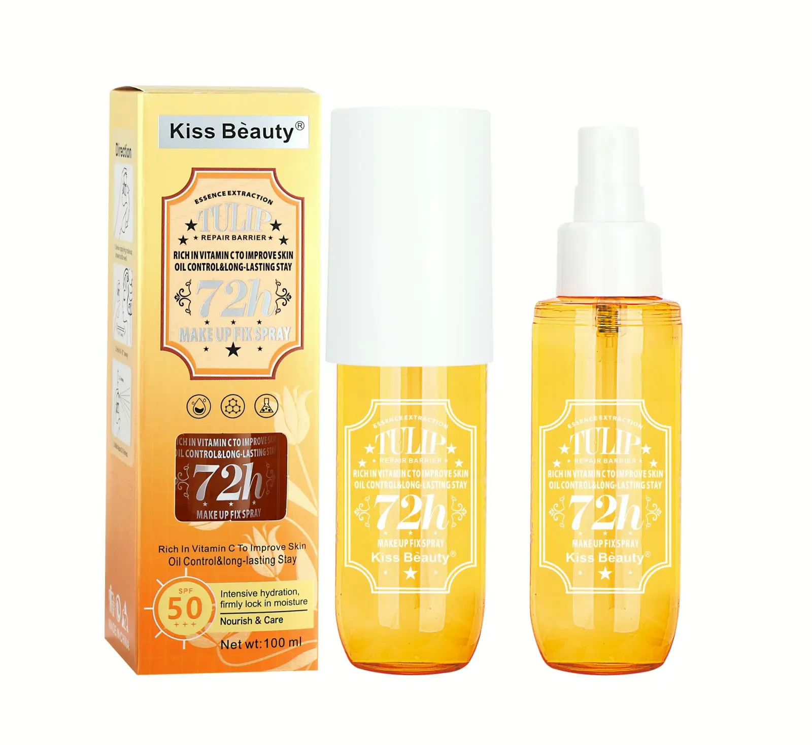 Fijador de maquillaje kiss beauty Tulip 72h con Spf 50