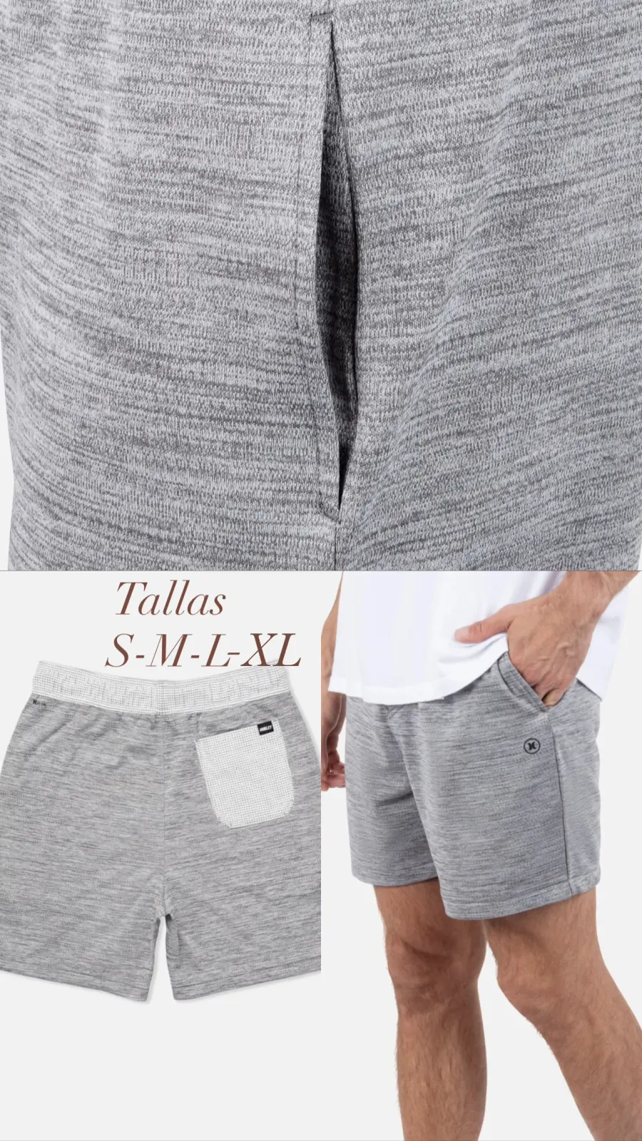 BERMUDA HURLEY GRIS ALGODÓN TALLA M