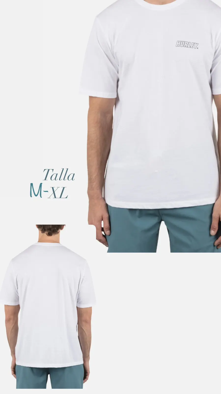 CAMISETA HURLEY BLANCA LOGO PEQ VERDE TALLA M