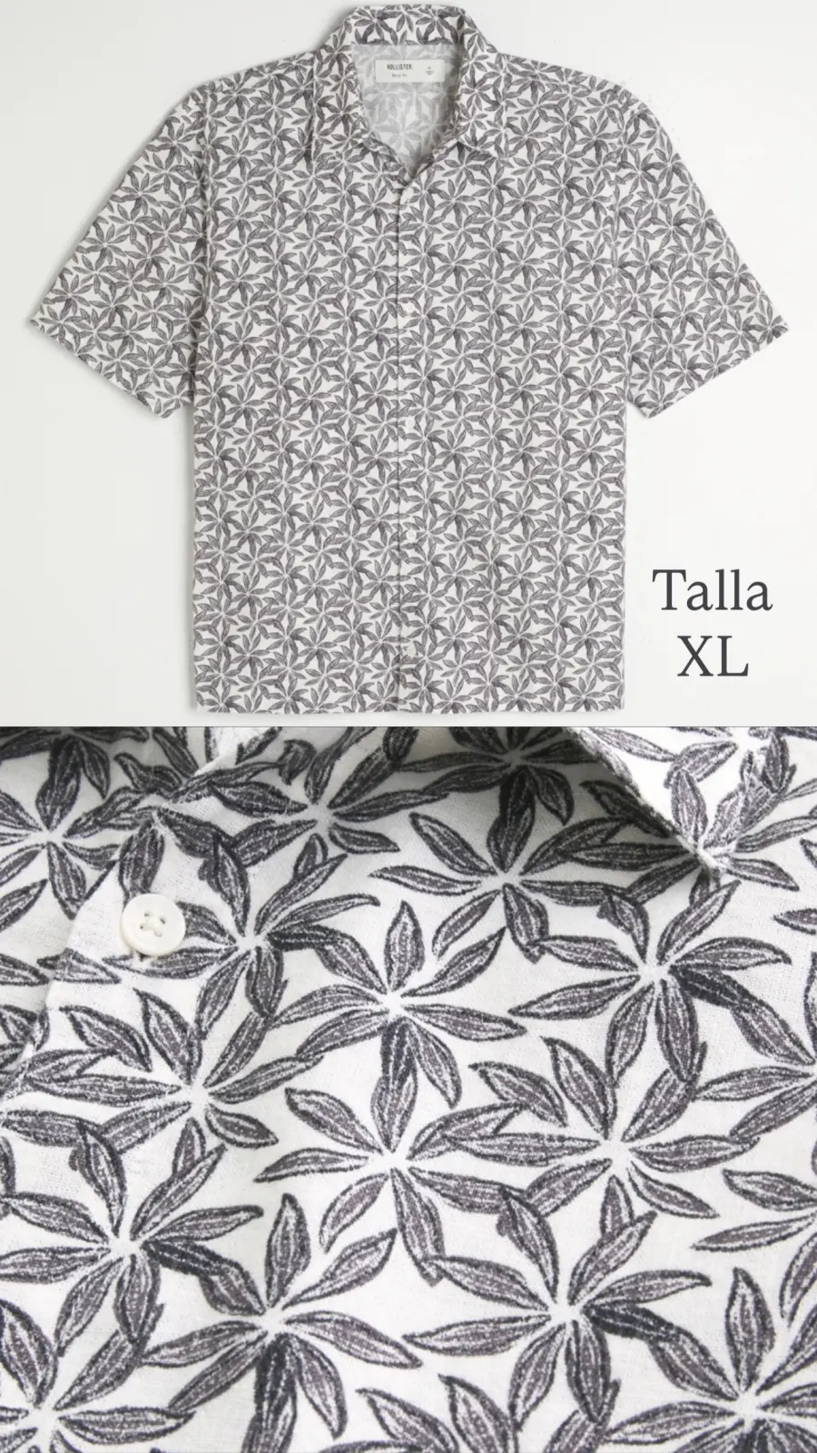 CAMISA HOLLISTER NEGRA FLOR TALLA XL