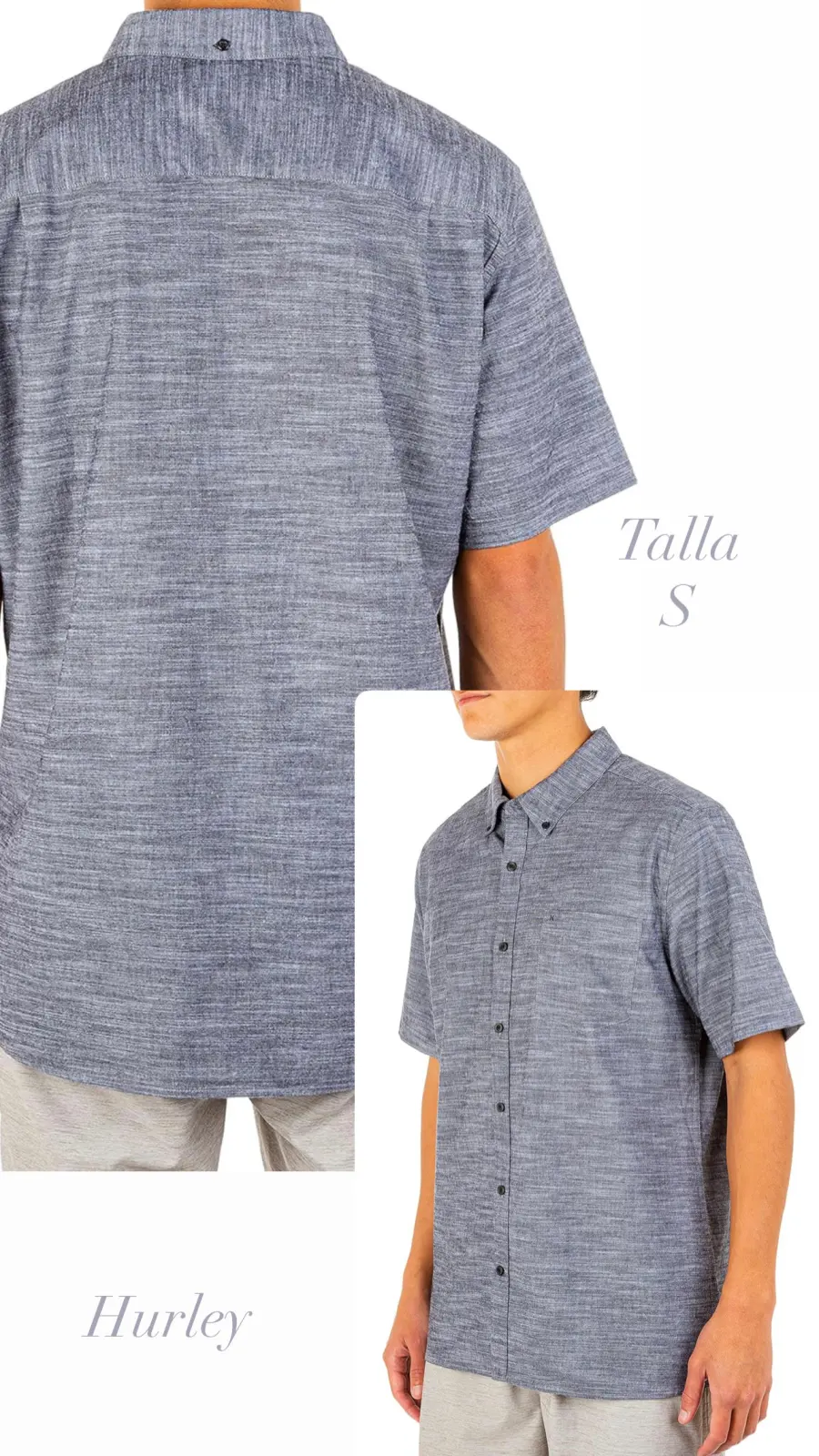 CAMISA HURLEY GRIS TALLA S