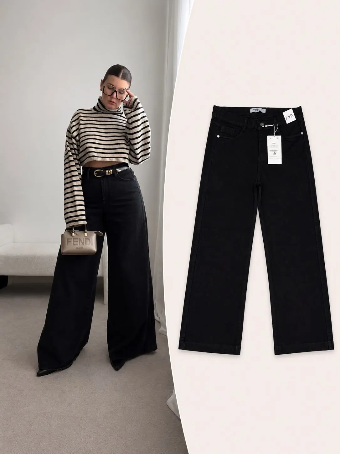 Wide Leg Jeans Negro talla 16