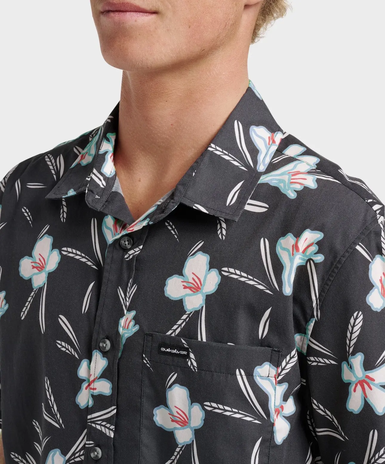 CAMISA QUIK GRIS FLOR BLANCA TALLA S