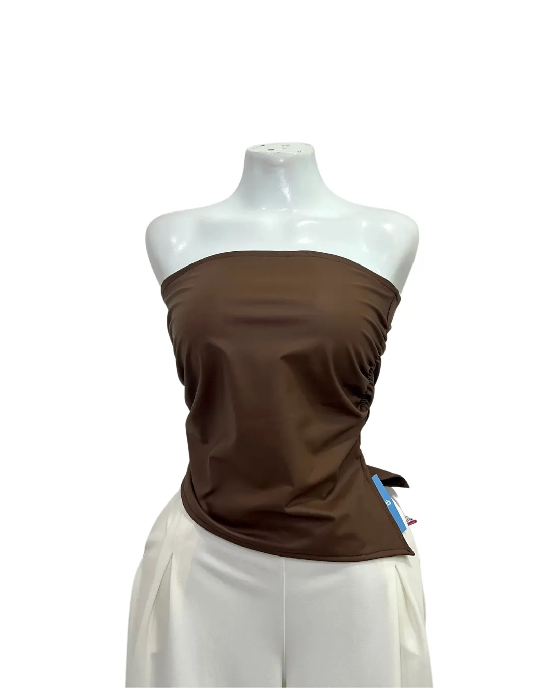Blusa cuerina straplee café