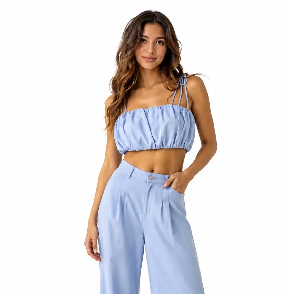 Top Fruncido Celeste XS