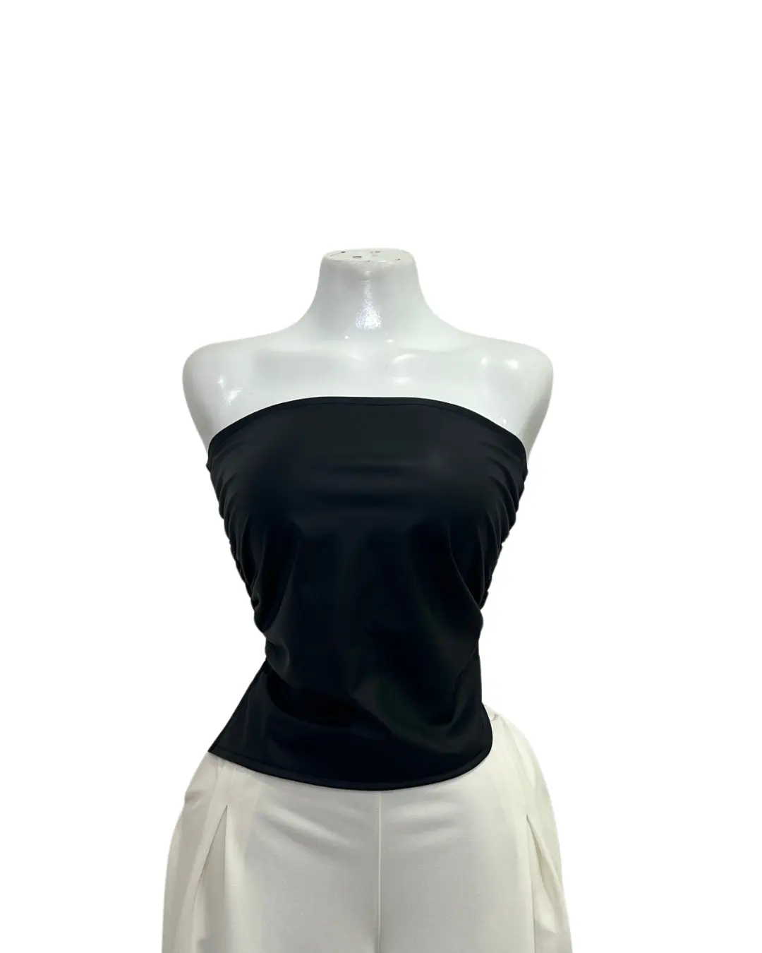 Blusa cuerina straplee oscura