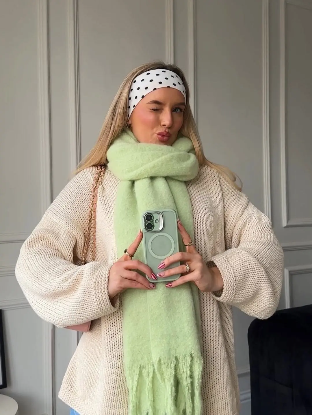 POLKA DOT HEANDBAND BLANCO