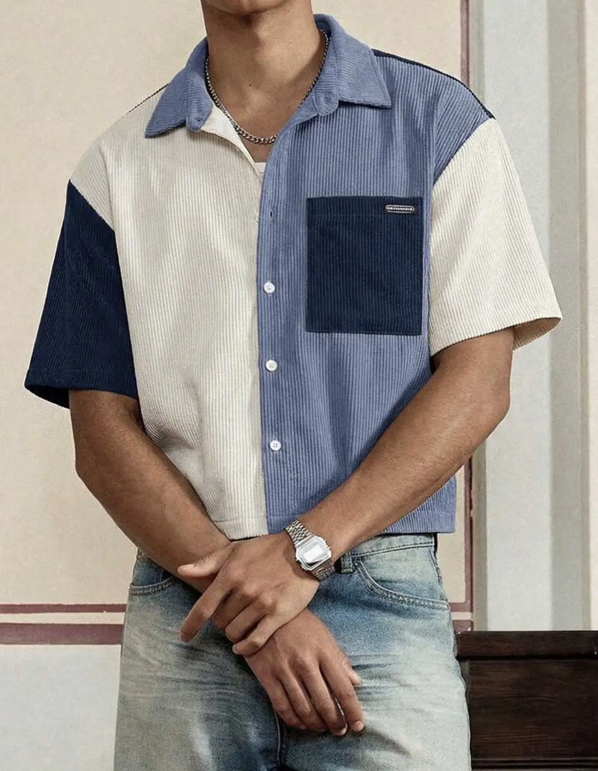 Camisa larga holgada  azul Talla M