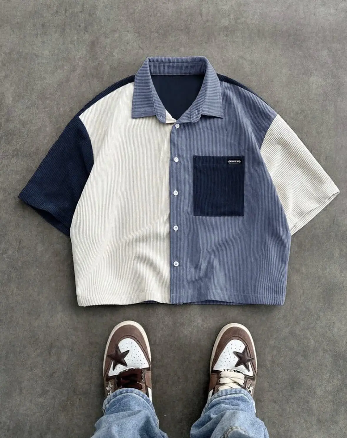 Camisa larga holgada  azul Talla M