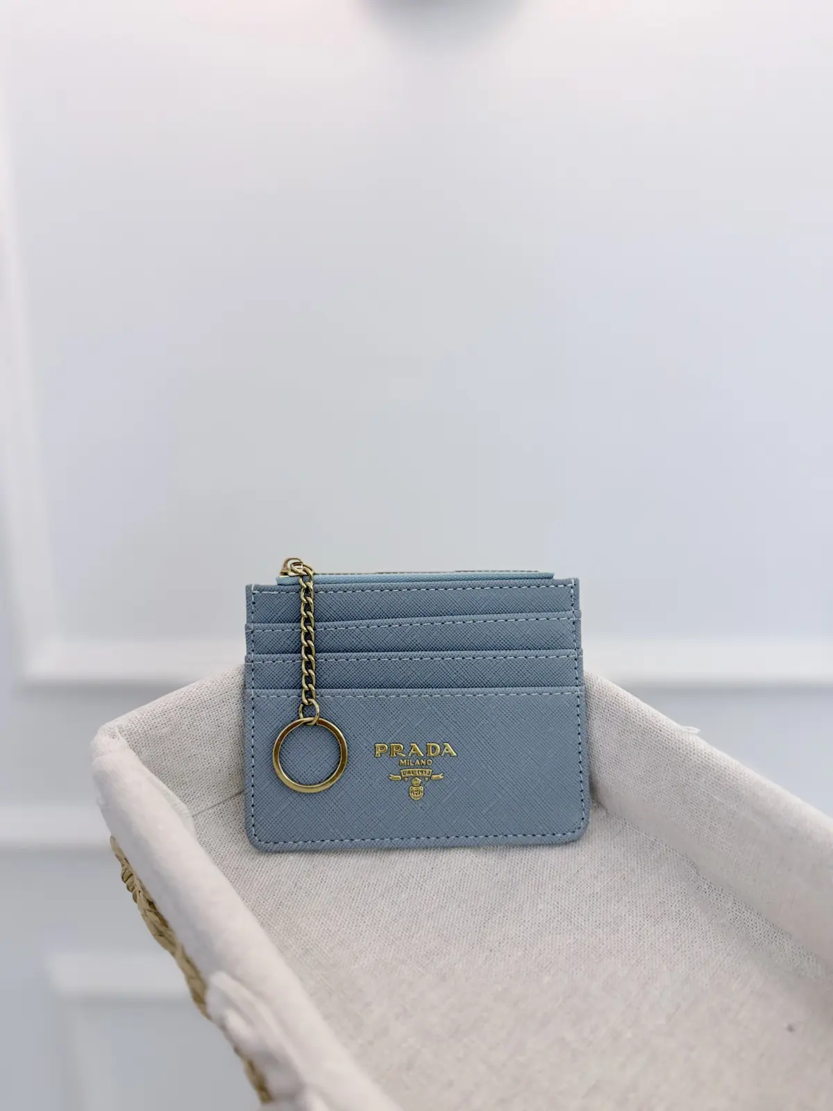 Tarjetero Prada Celeste