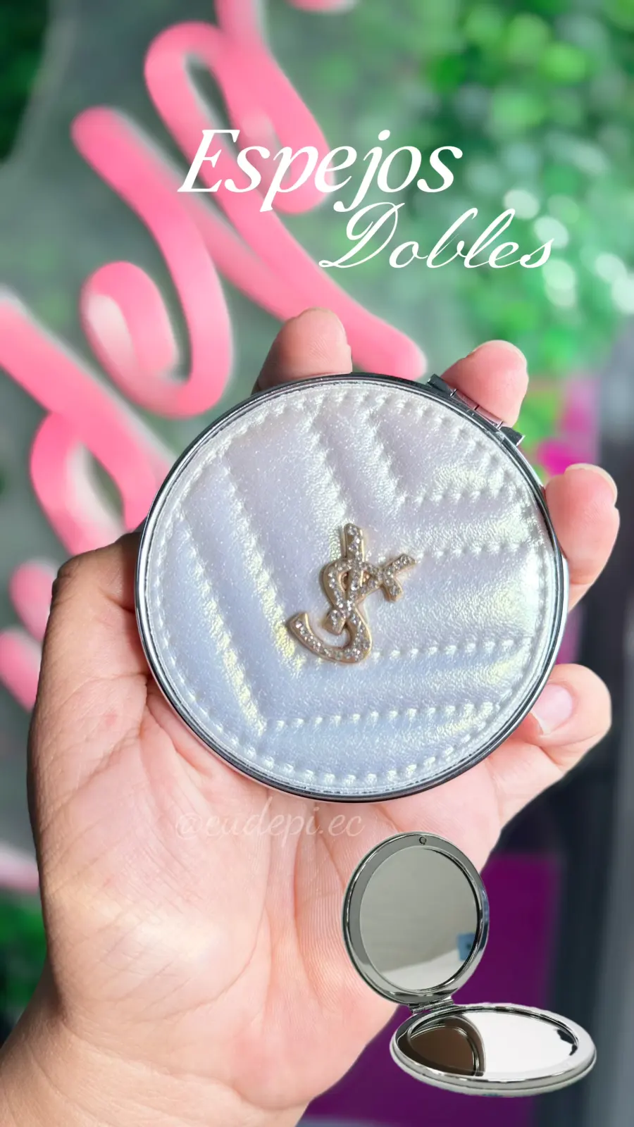 Maquillaje espejos dobles con aumento y sin aumento modelo elegante blanco