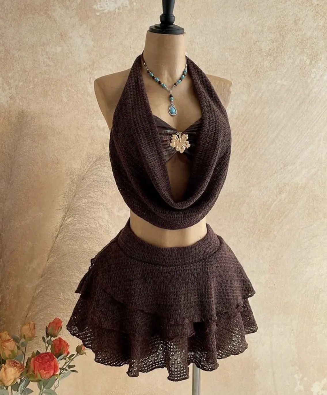 Conjunto café 2 piezas talla xs