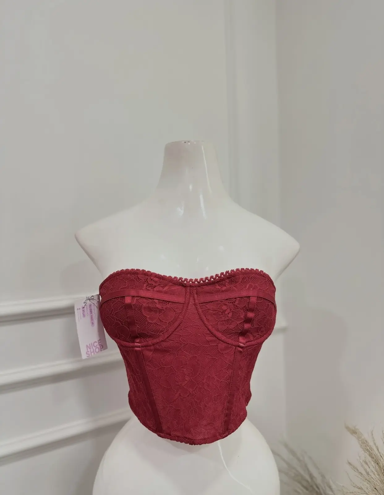 BUSTIER COLOR VINO TALLA S