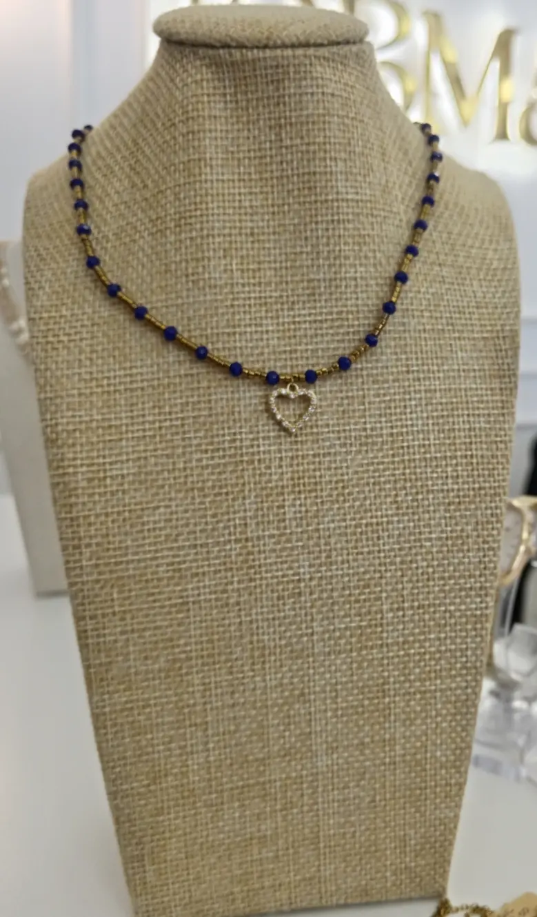 collar cristales azules
