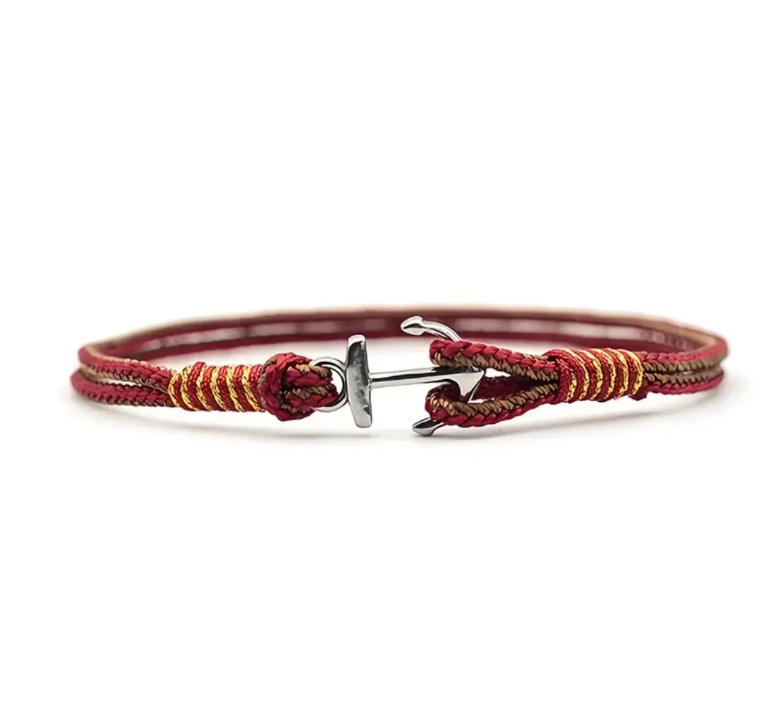 Pulsera PK3 roja de ancla fina