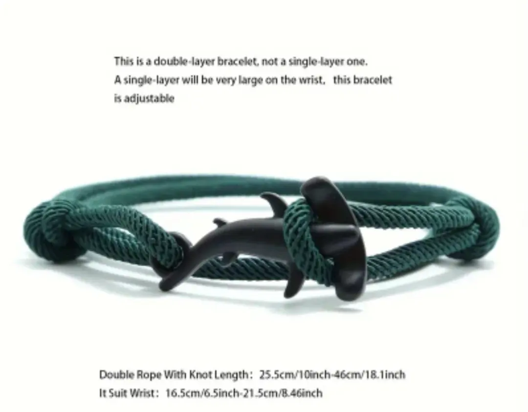 Pulsera verde oscuro cordon tiburon martillo