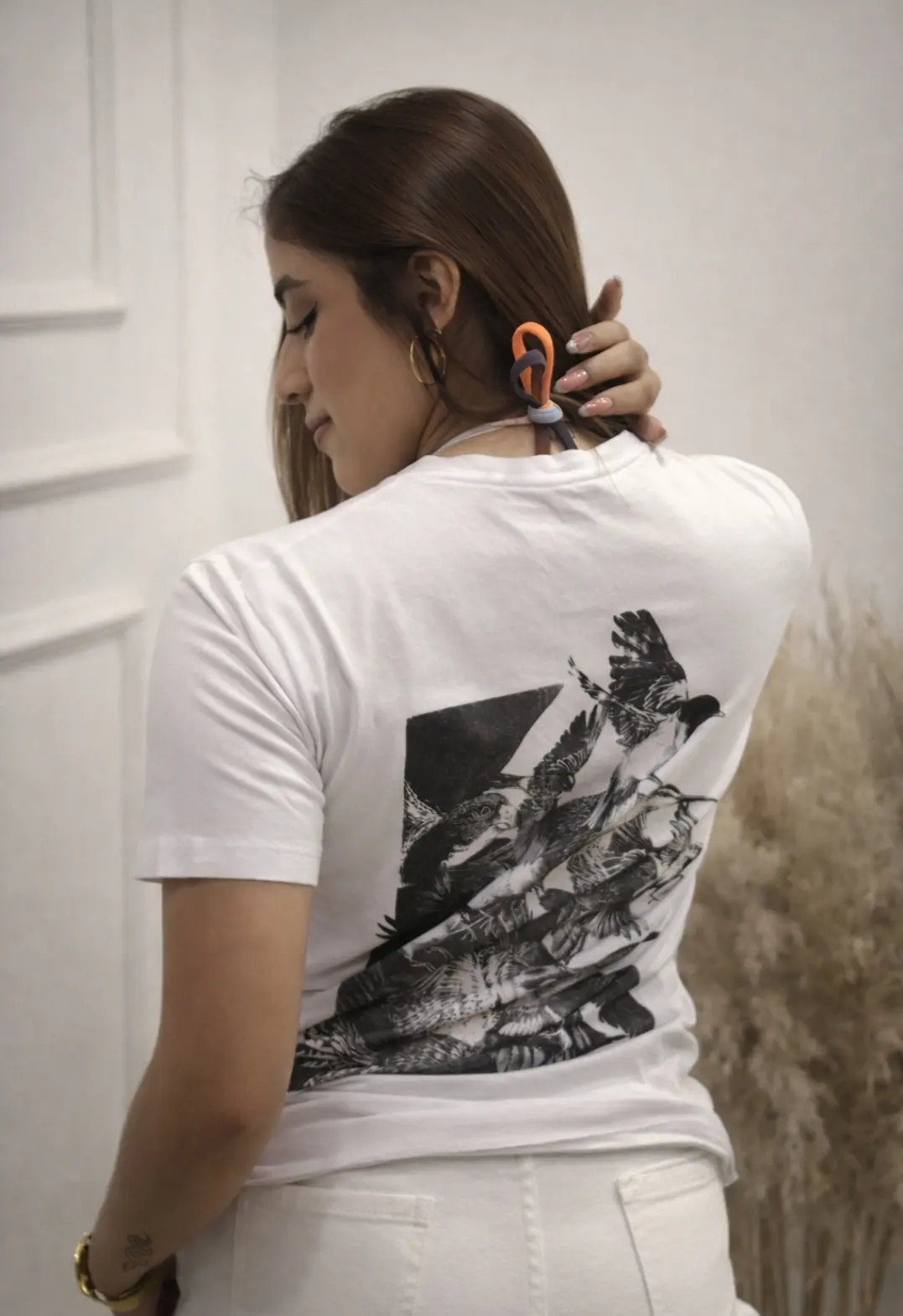 Camiseta blanca CAOs pajaros talla m