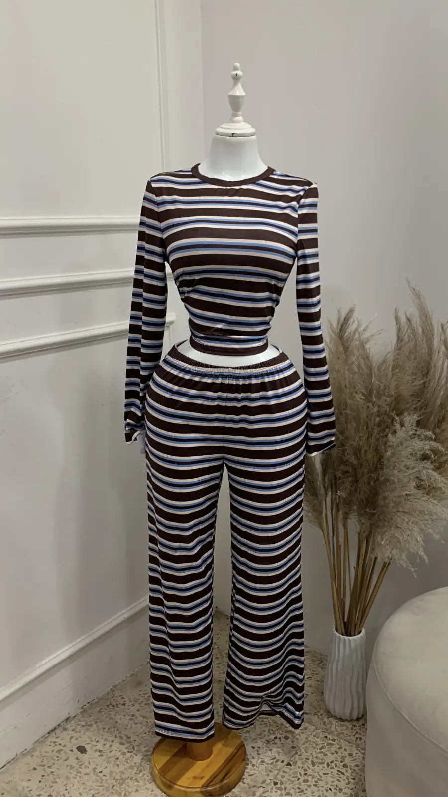Conjunto De Rayas Café Talla M