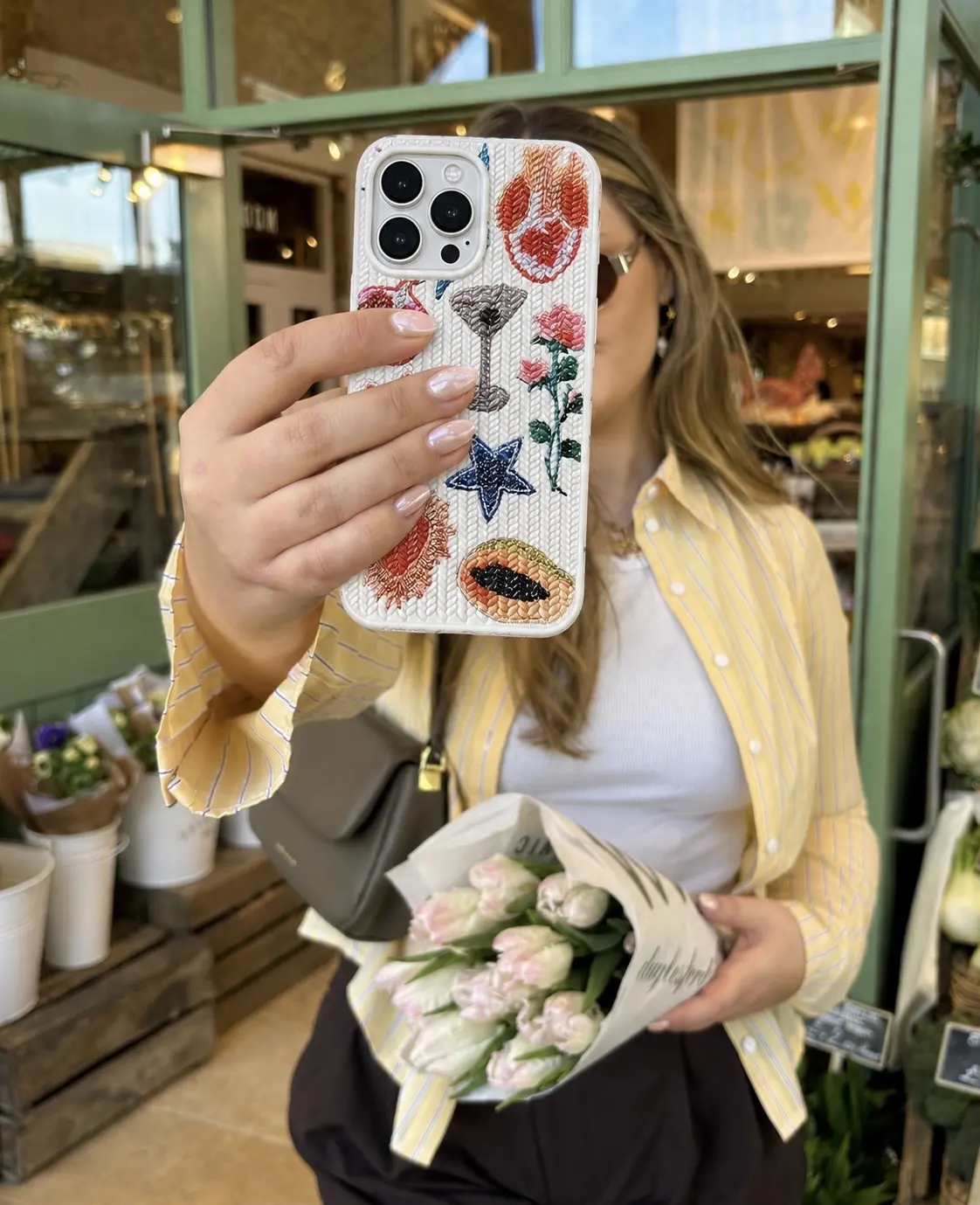 IPHONE CASE 15 PRO MAX BEIGE TEJIDO VARIOS DISEÑOS
