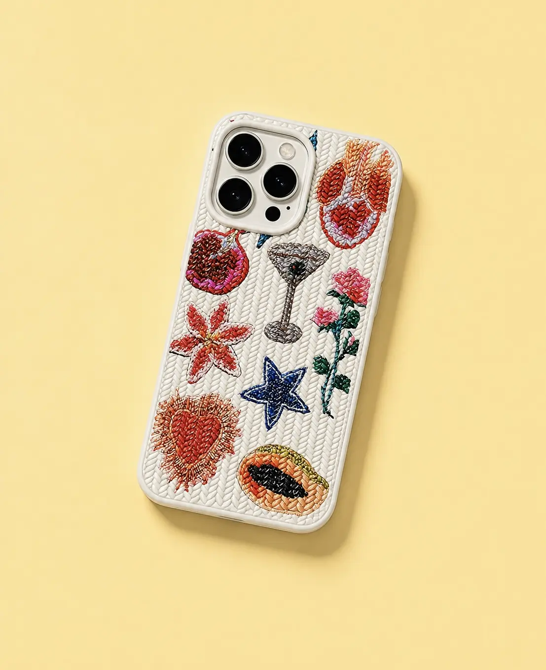 IPHONE CASE 15 PRO MAX BEIGE TEJIDO VARIOS DISEÑOS