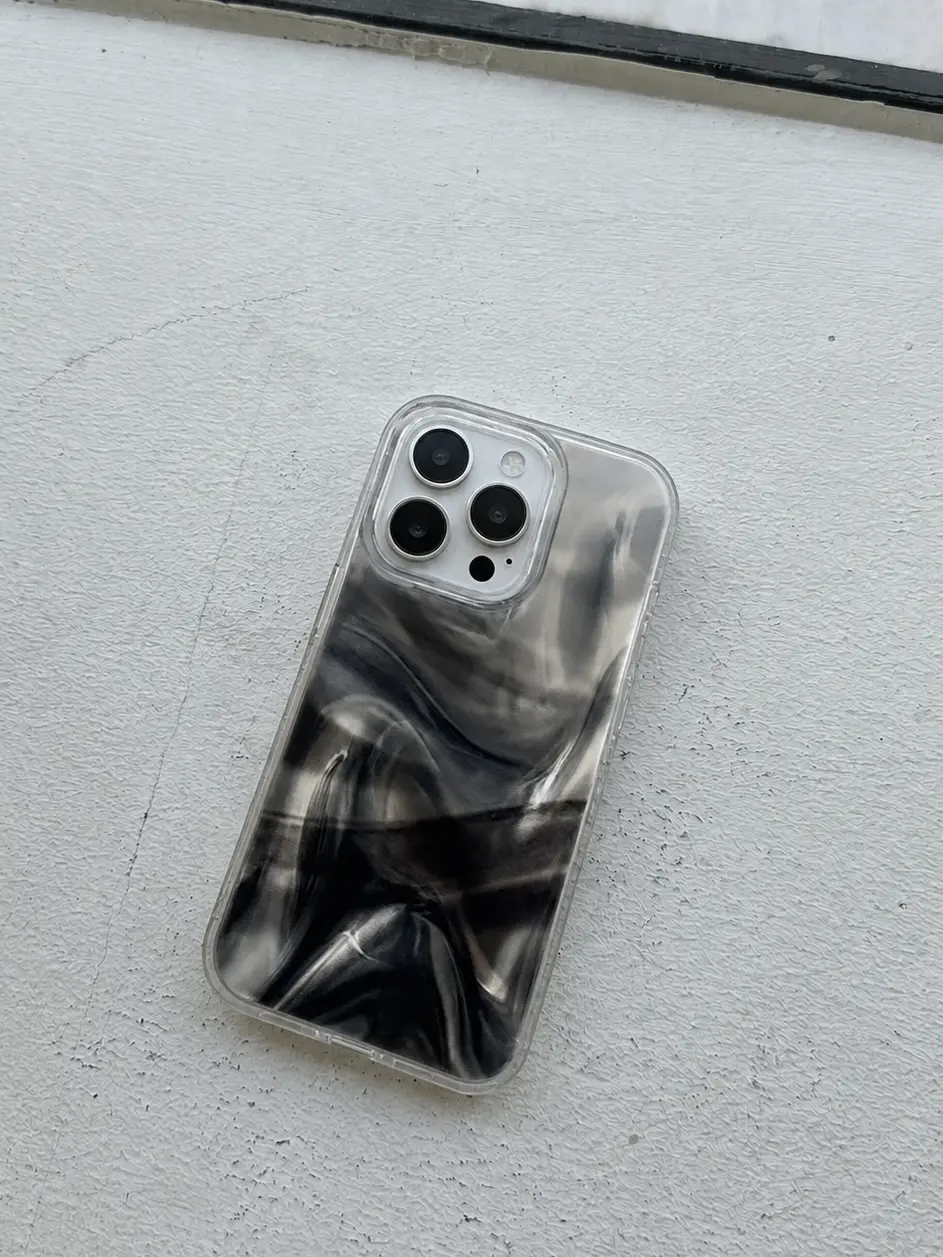 IPHONE CASE 14 PRO MAX GRISÁCEO PATRÓN ONDAS