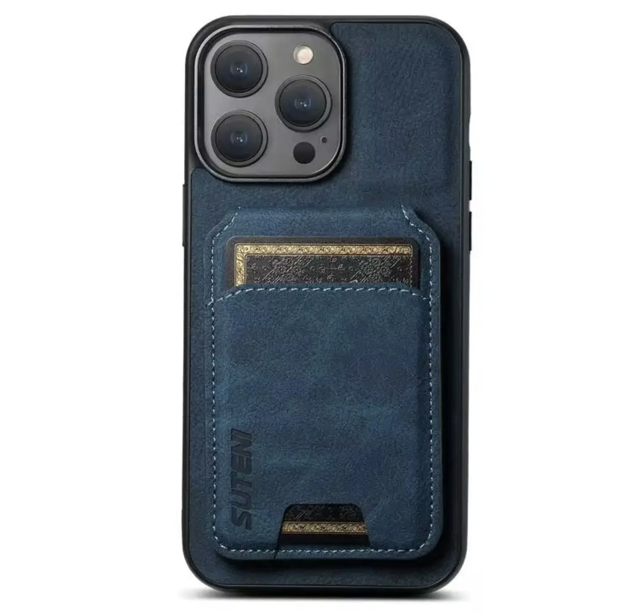 MEN’S IPHONE CASE 14 PRO AZUL CON TARJETERO Y SOPORTE
