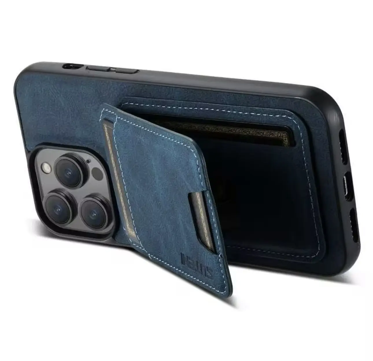 MEN’S IPHONE CASE 14 PRO AZUL CON TARJETERO Y SOPORTE