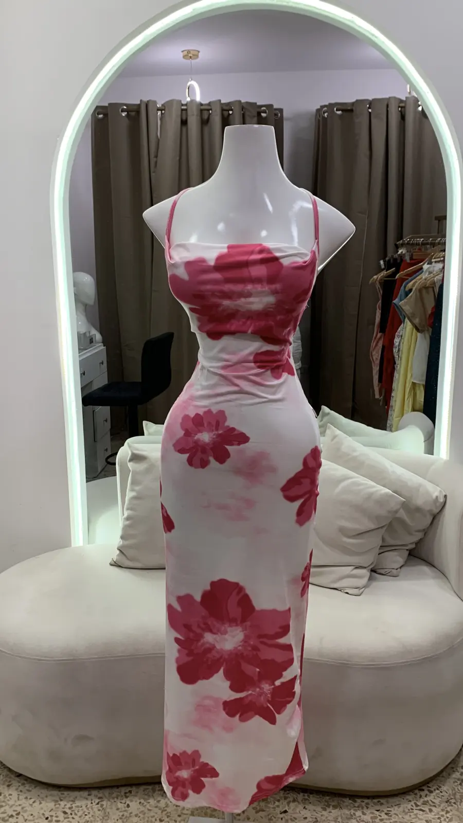 Vestido marmoleado blanco con rosa talla s