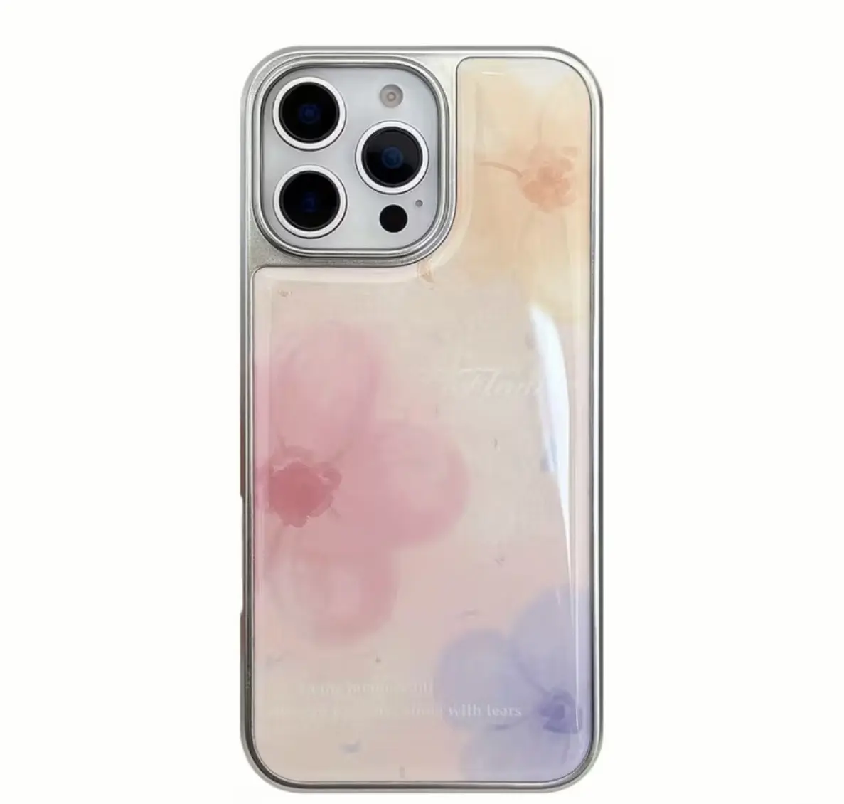IPHONE CASE 13 PRO MAX DE RESINA DISEÑO DE FLORES COLORES PASTEL