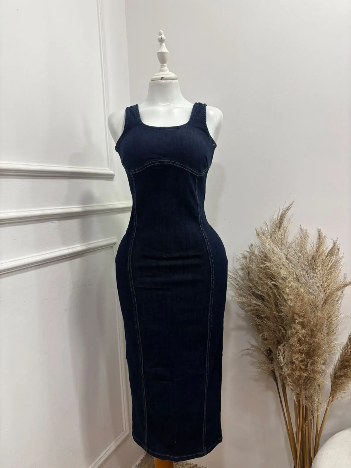 Vestido jeans largo talla xs/s color azul oscuro