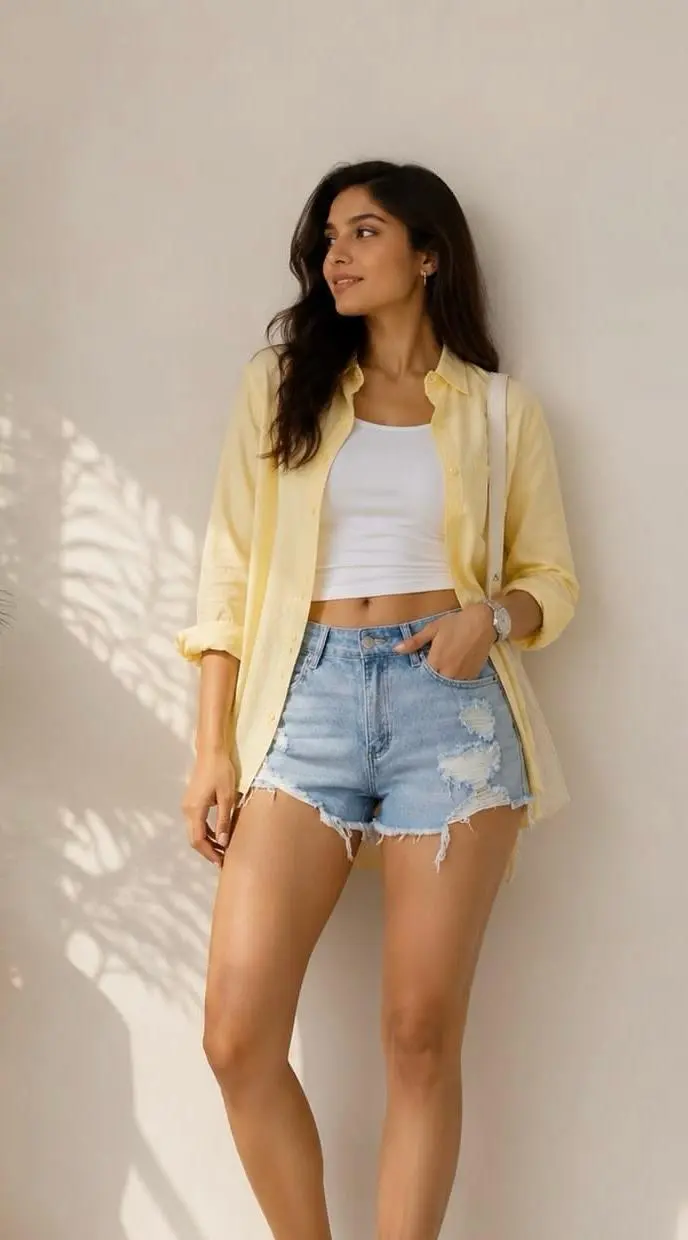 Camisero Lino llano amarillo CA1-01