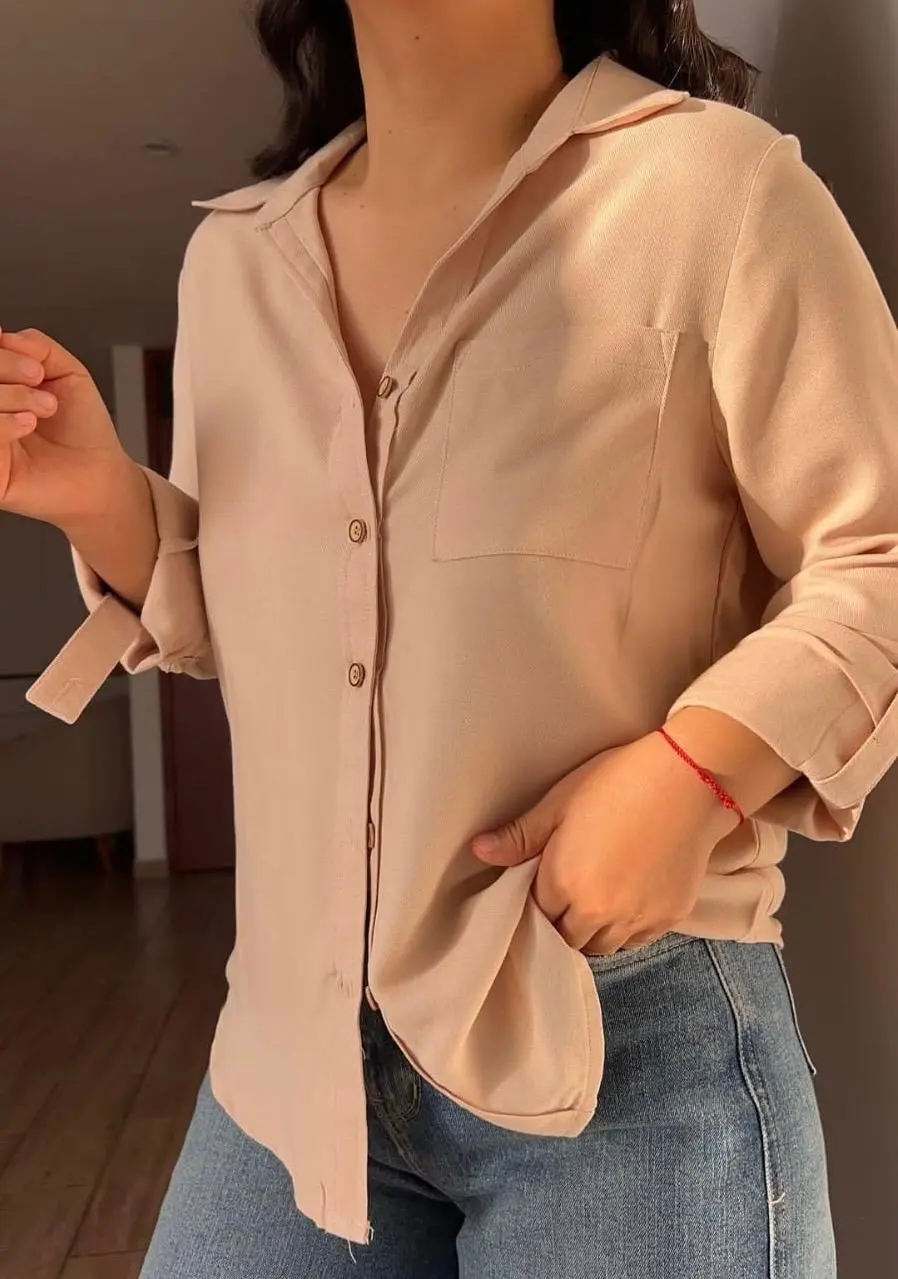 Camisero Lino llano beige oscuro CA1-01