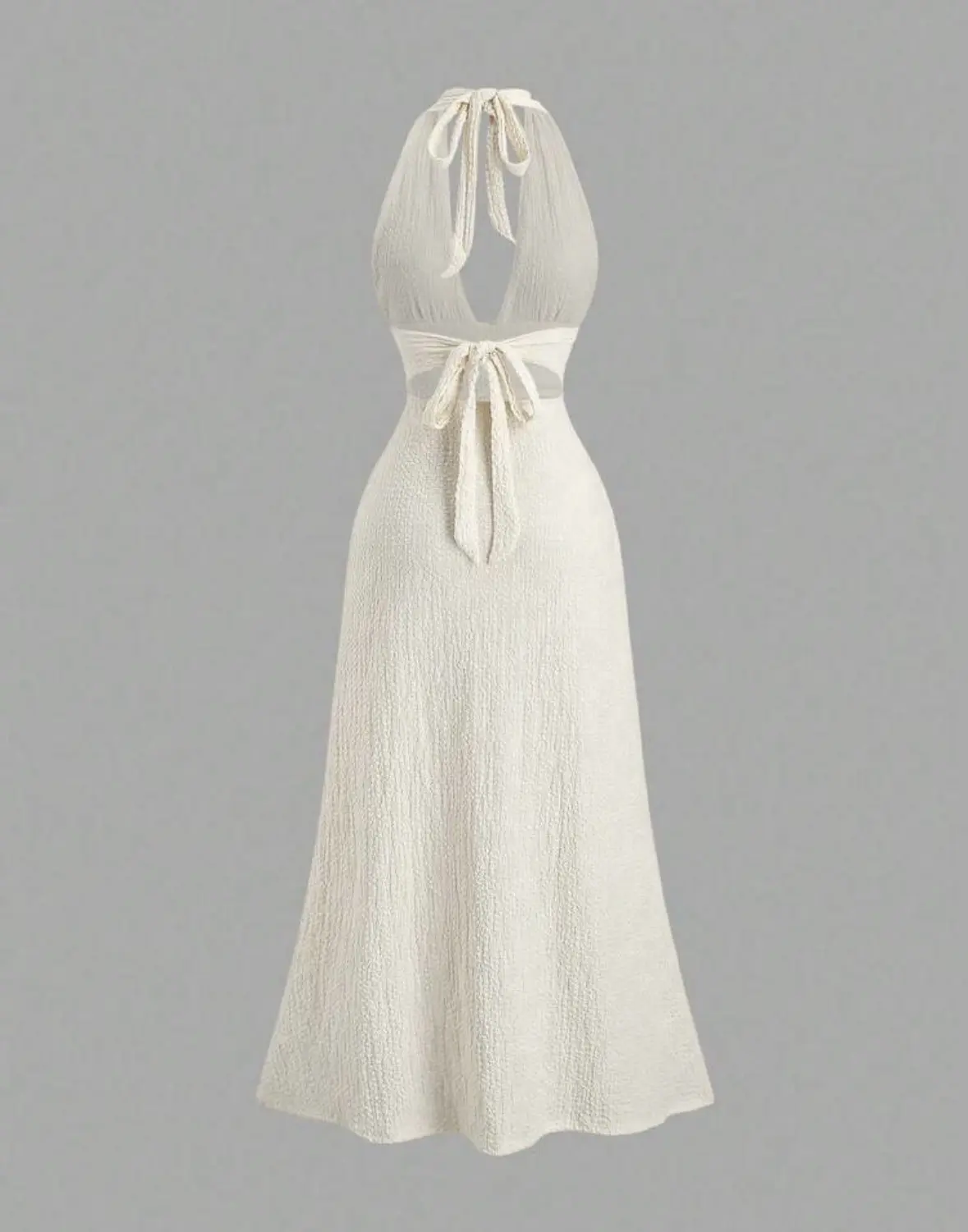 Vestido cuello en v, estilo A Largo con averturaen la pierna color albaricoque Talla Xs