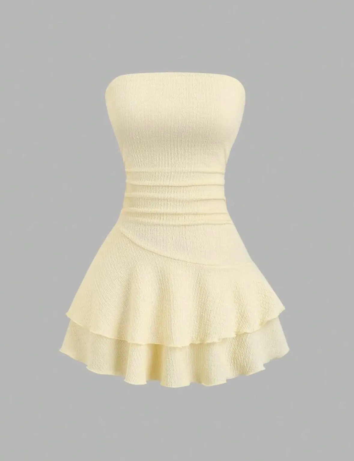 Vestido Llano amarillo mantequilla estilo A de doble vuelo Talla Xs