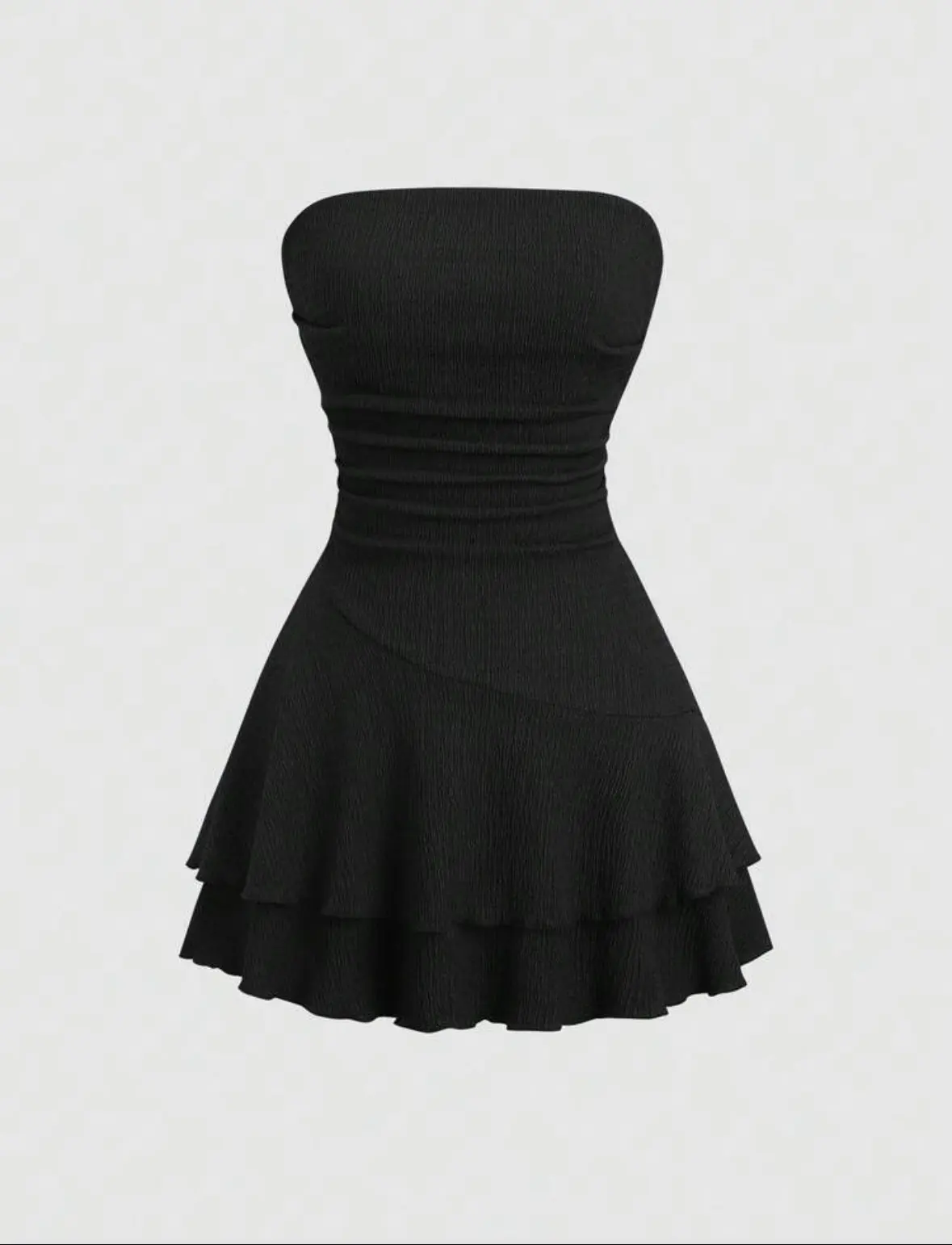 Vestido Llano negro estilo A de doble vuelo Talla Xs