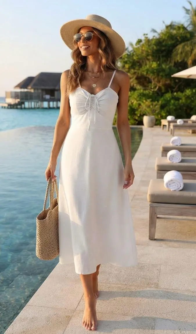 Vestido Lino largo blanco VE1-03