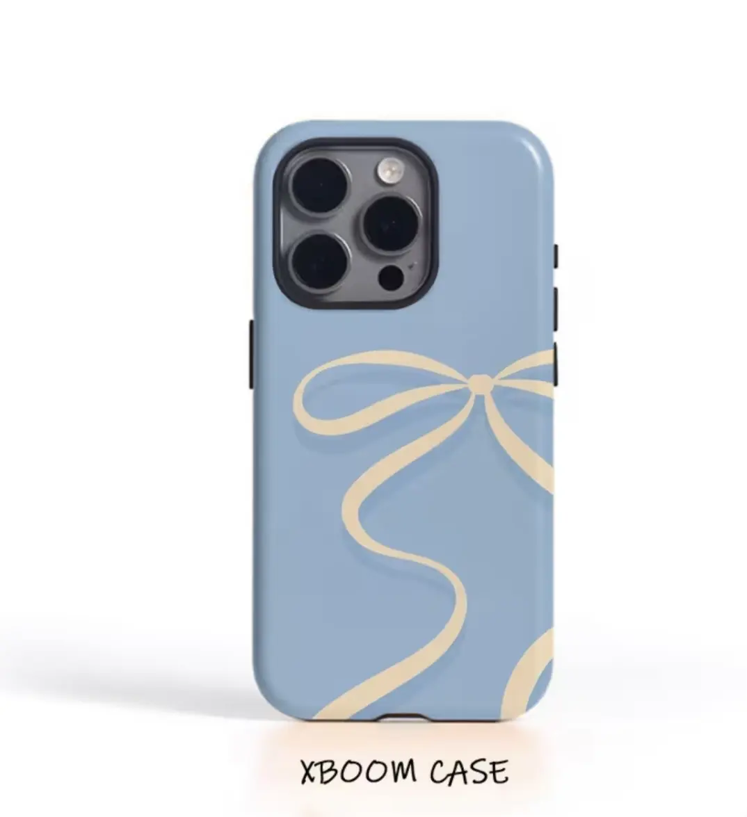 IPHONE CASE 12 PRO MAX DOBLE CELESTE CON LAZO BEIGE