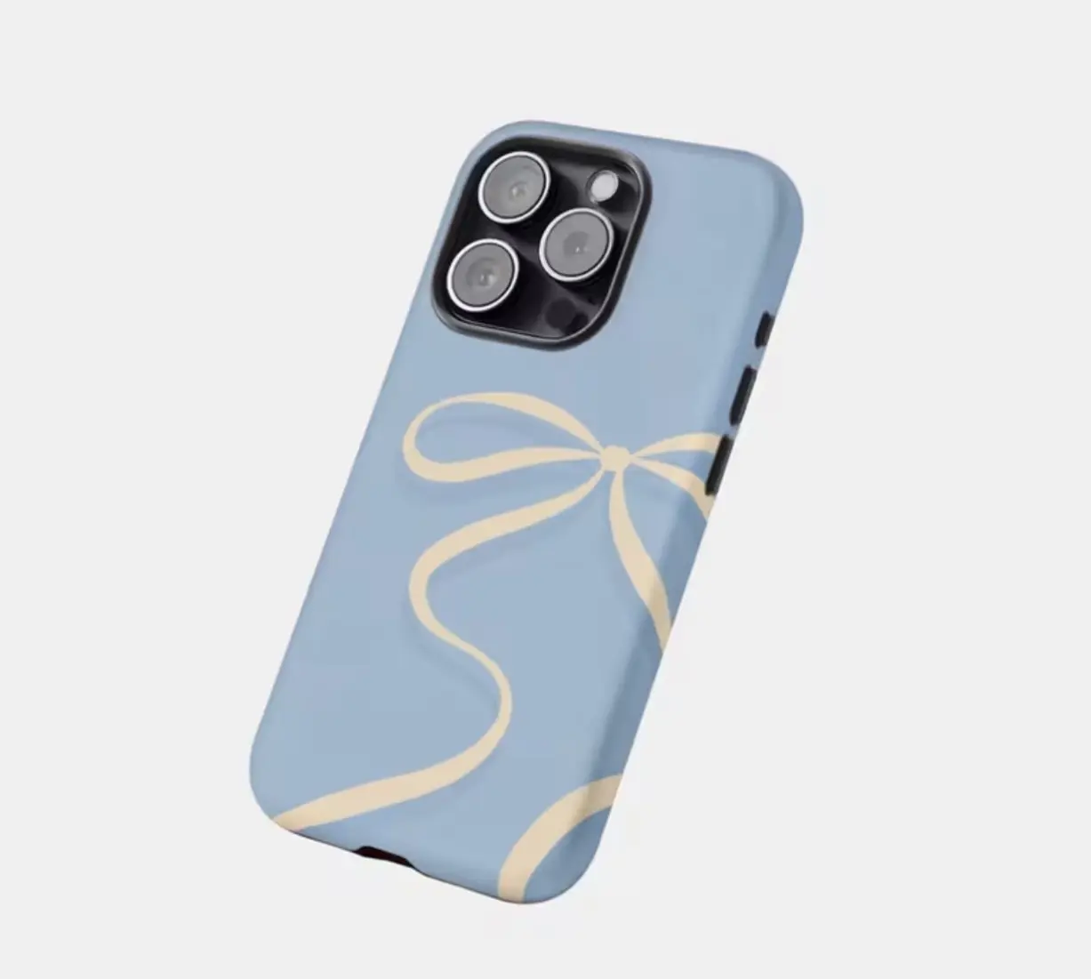 IPHONE CASE 12 PRO MAX DOBLE CELESTE CON LAZO BEIGE