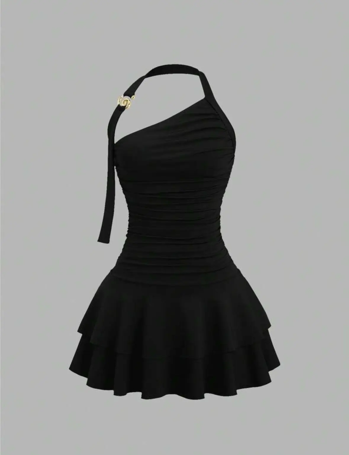 Vestido negro talla M de doble vuelo y evilla en la tira