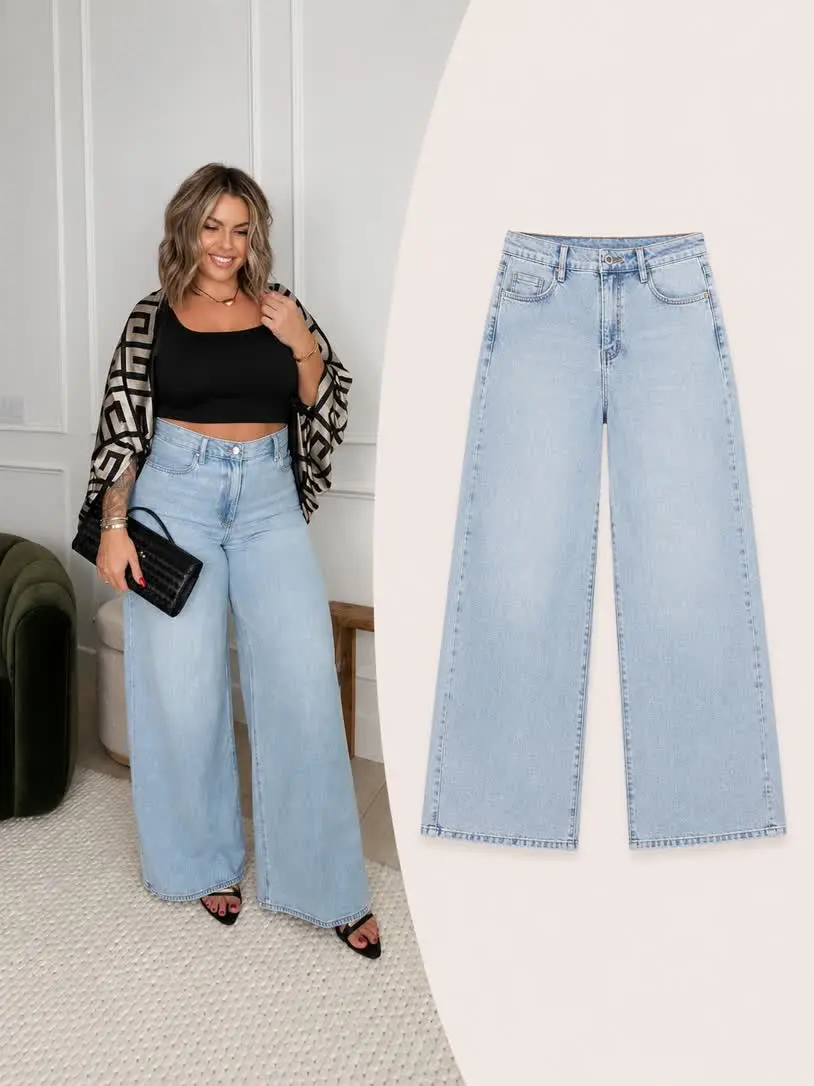 Wide Leg Jeans Azul Claro talla 16