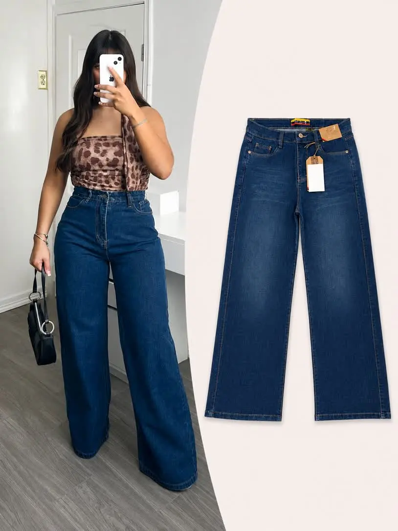 Wide Leg Jeans Azul Oscuro talla 14